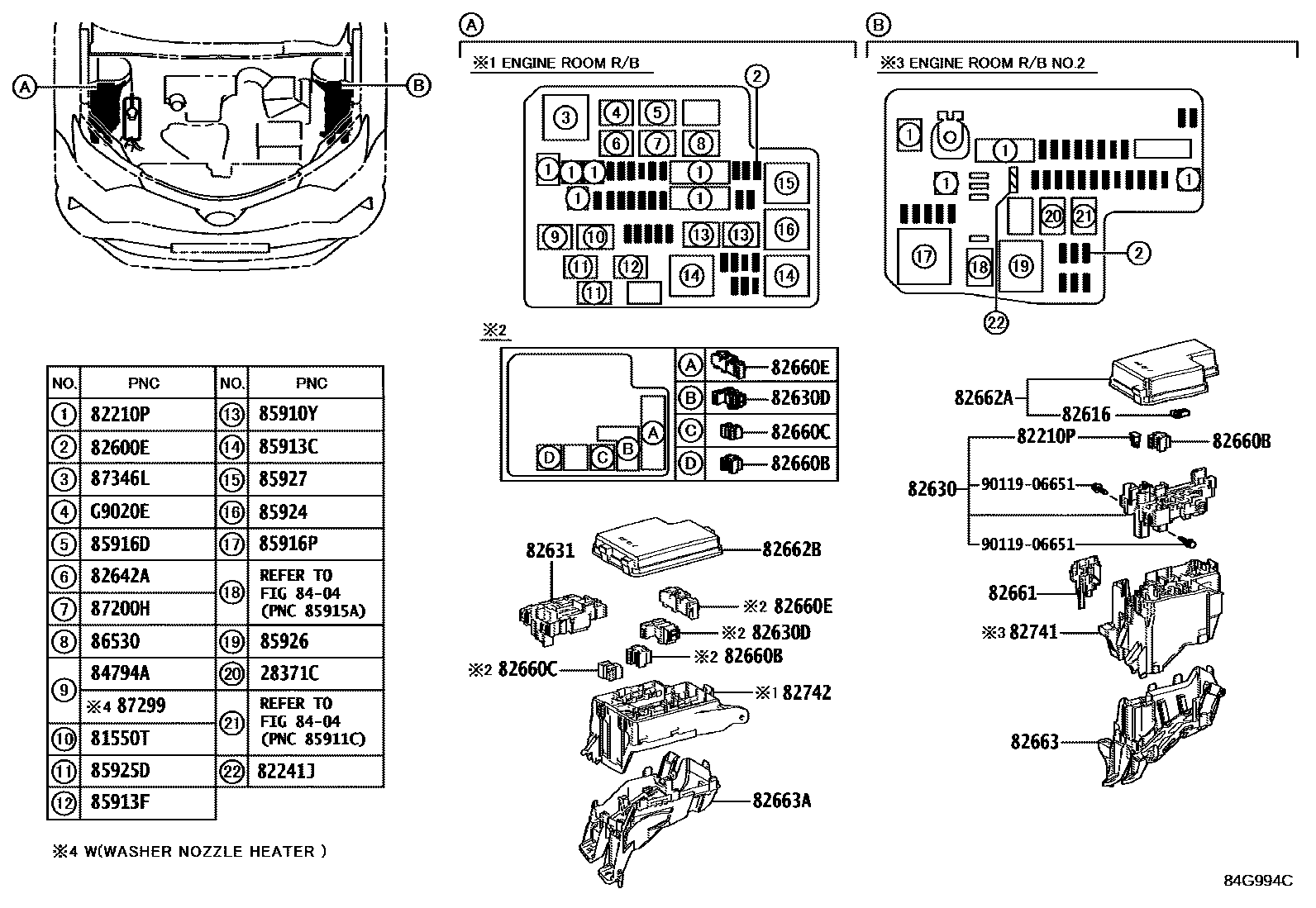 Toyota RAV4 开关和继电器和ECU EPC diagram — 84G994C