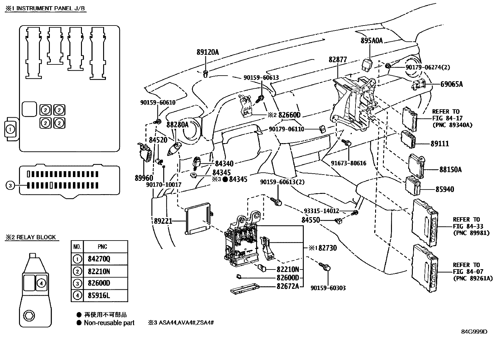 Toyota RAV4 开关和继电器和ECU EPC diagram — 84G999D