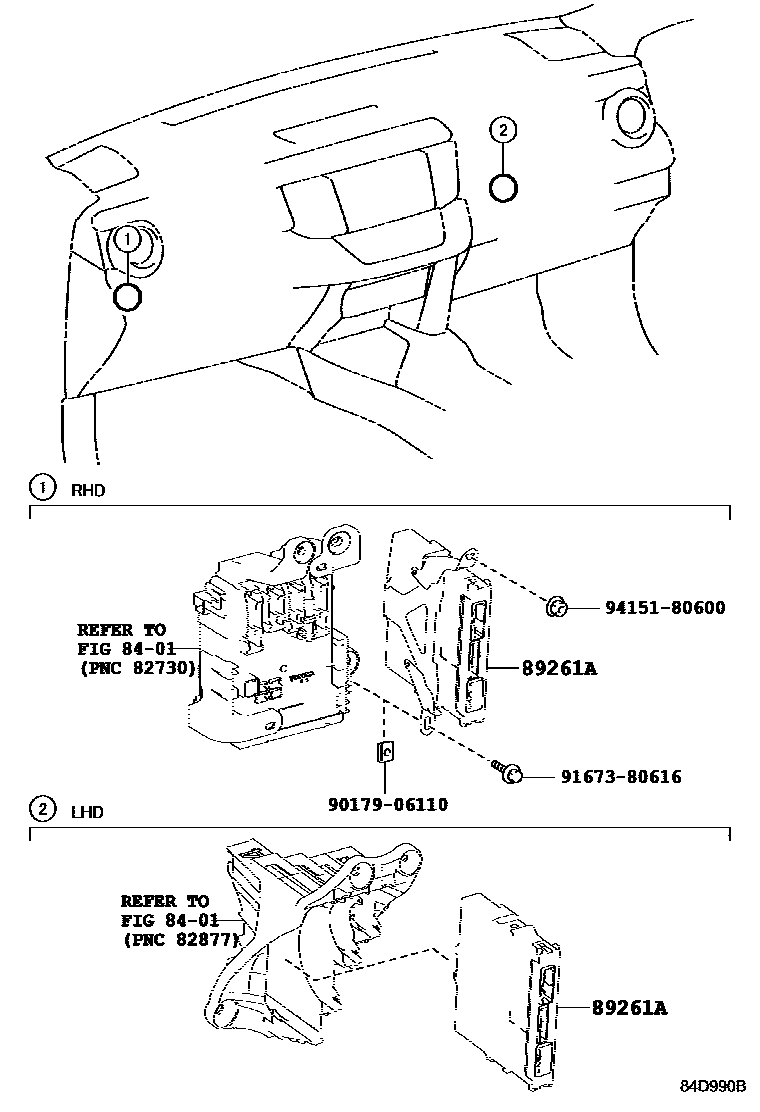 Toyota RAV4 电子控制系统 EPC diagram — 84D990B
