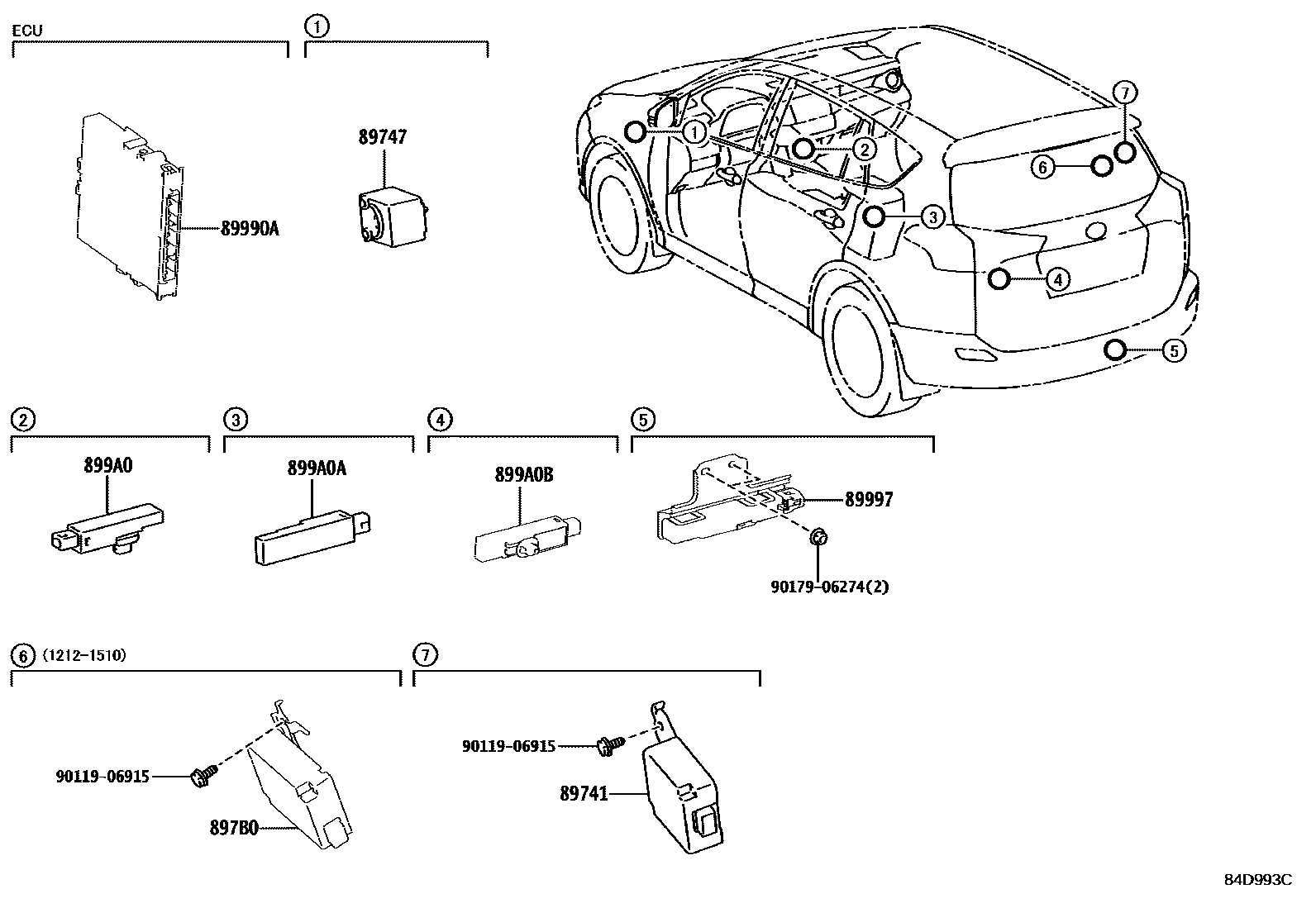 Toyota RAV4 遥控门锁 EPC diagram — 84D993C