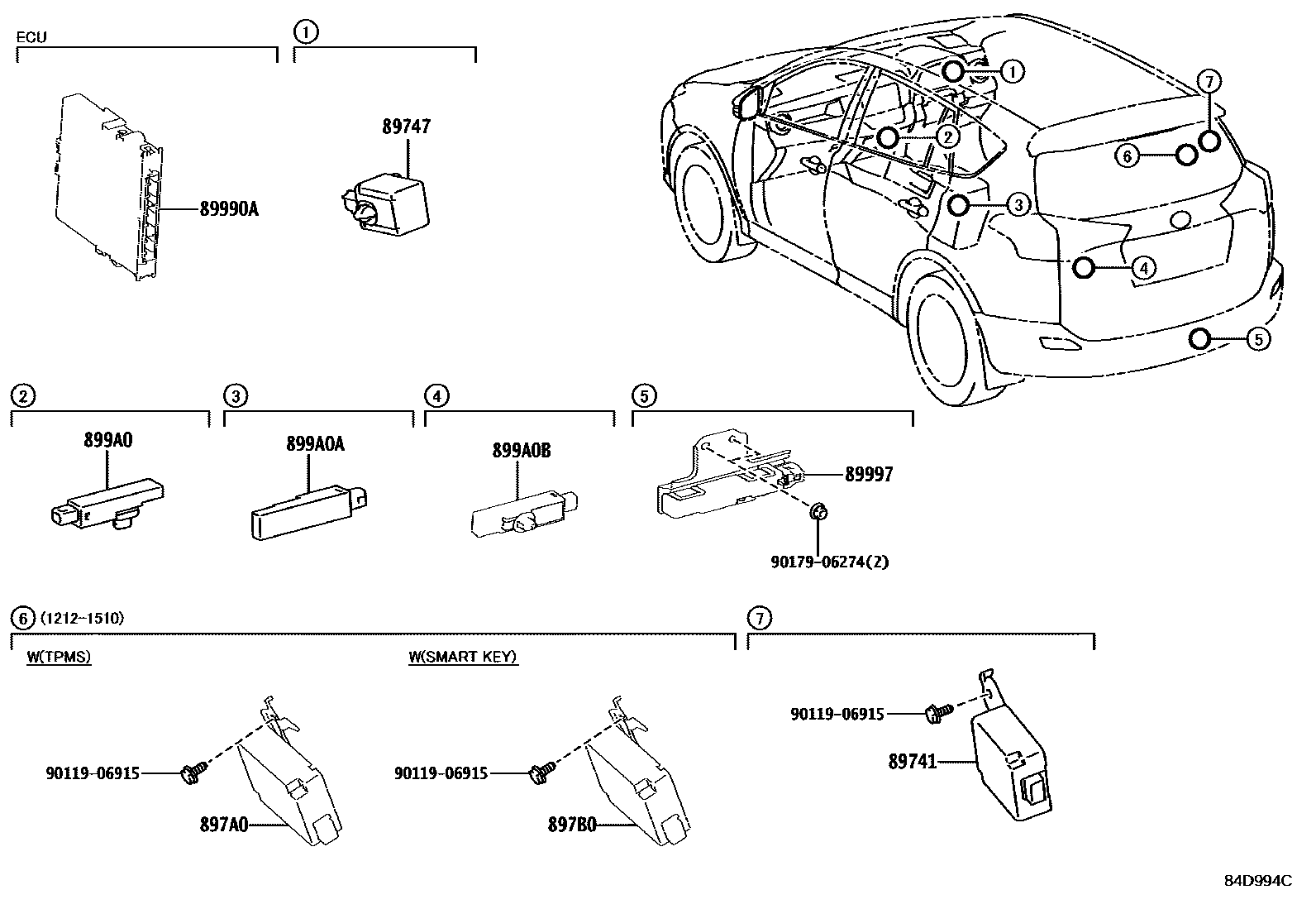 Toyota RAV4 遥控门锁 EPC diagram — 84D994C