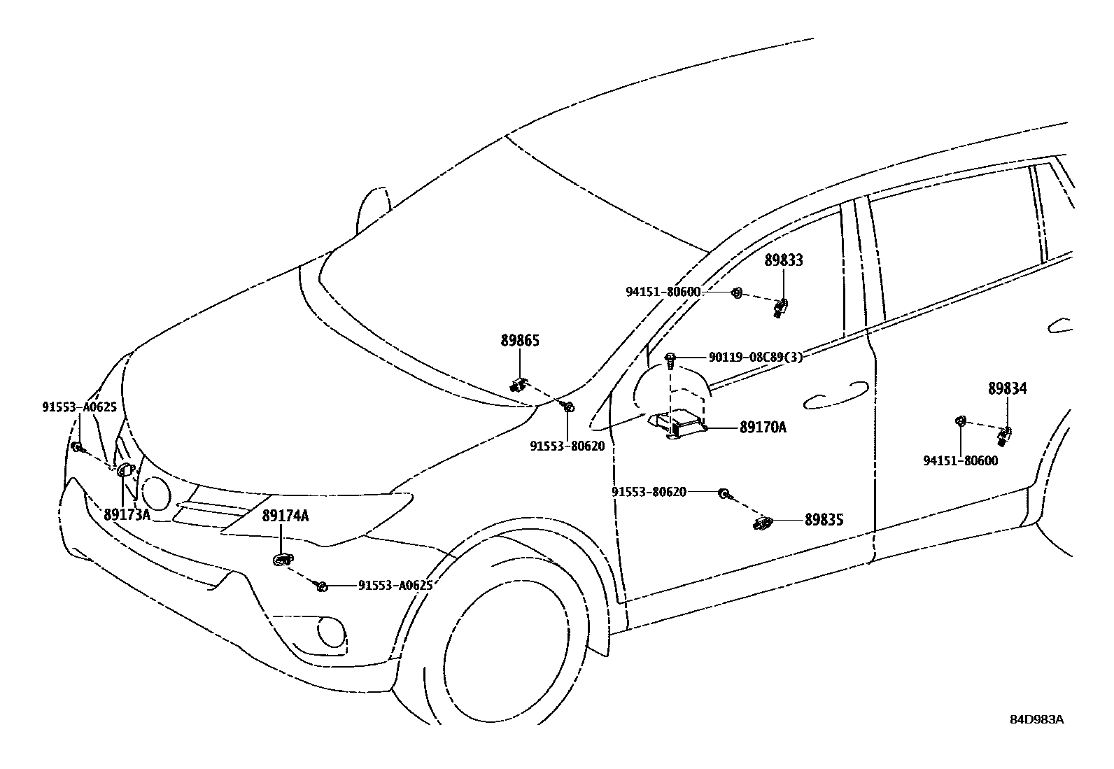 Toyota RAV4 空气囊 EPC diagram — 84D983A