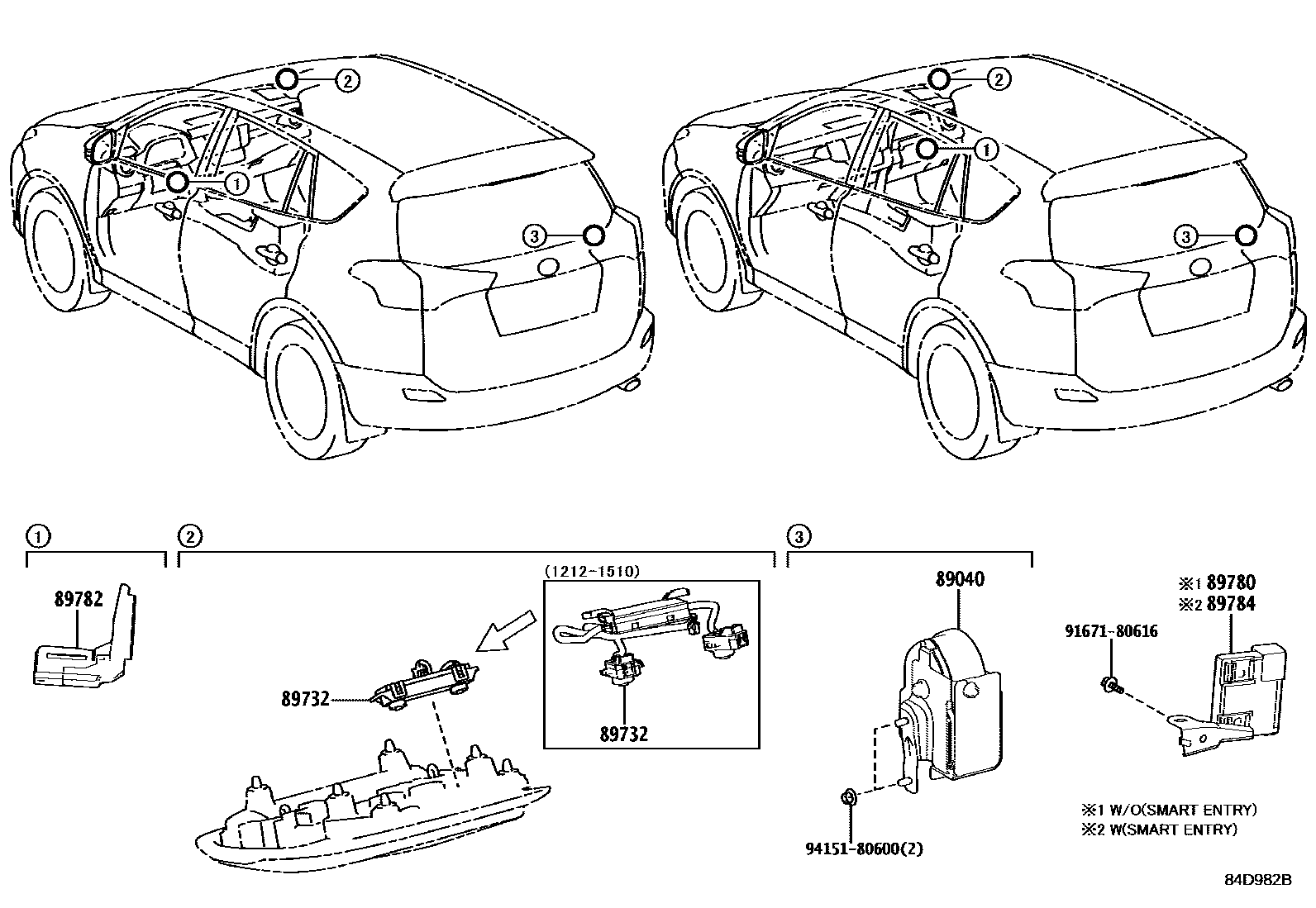 Toyota RAV4 防盗装置 EPC diagram — 84D982B