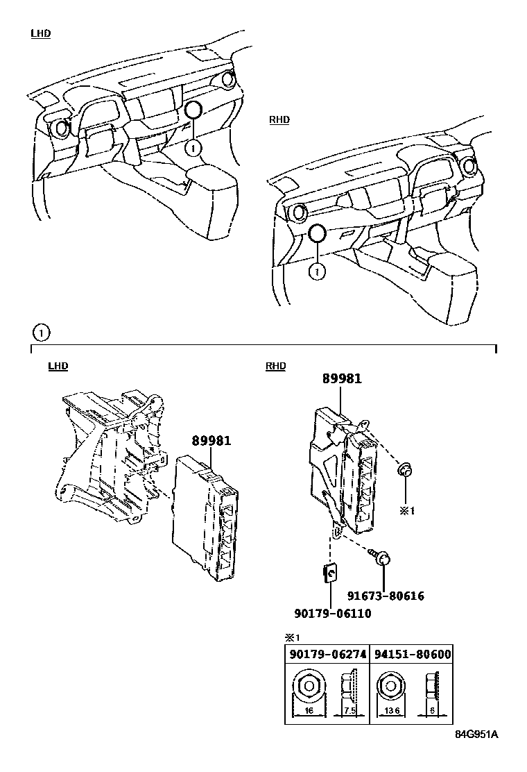 Toyota RAV4 HV控制ECU EPC diagram — 84G951A