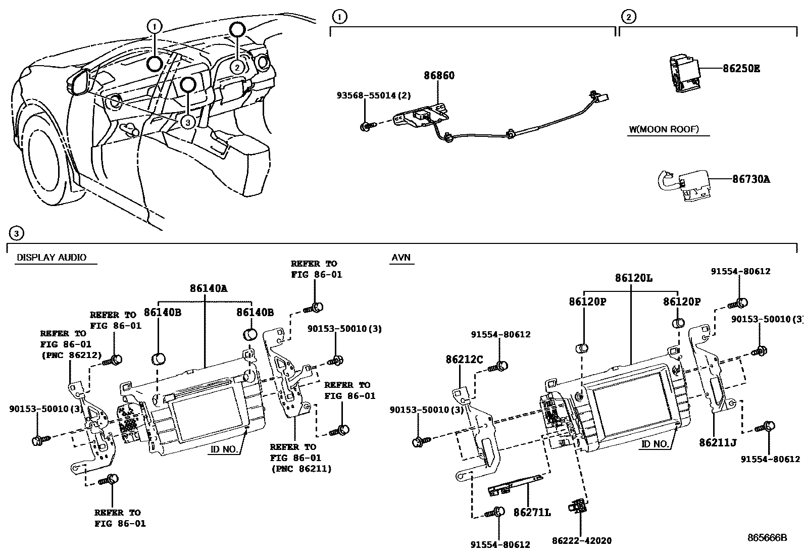 Toyota RAV4 导航和前监视器显示屏 EPC diagram — 865666B
