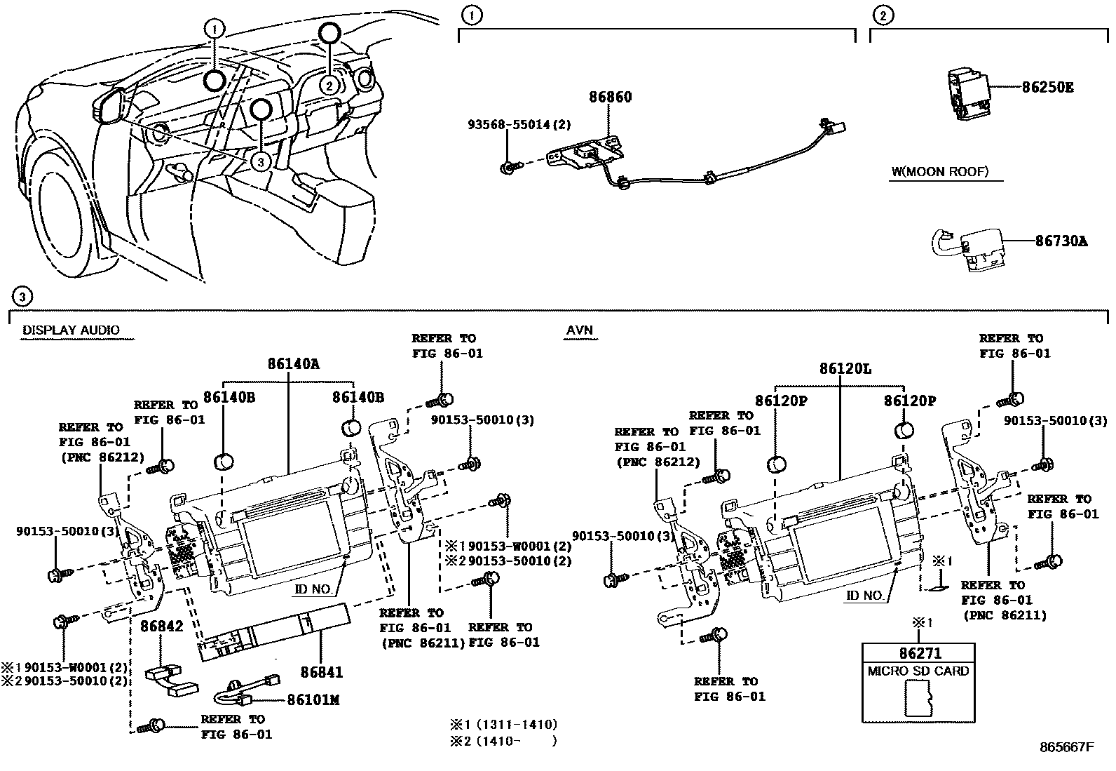 Toyota RAV4 导航和前监视器显示屏 EPC diagram — 865667F