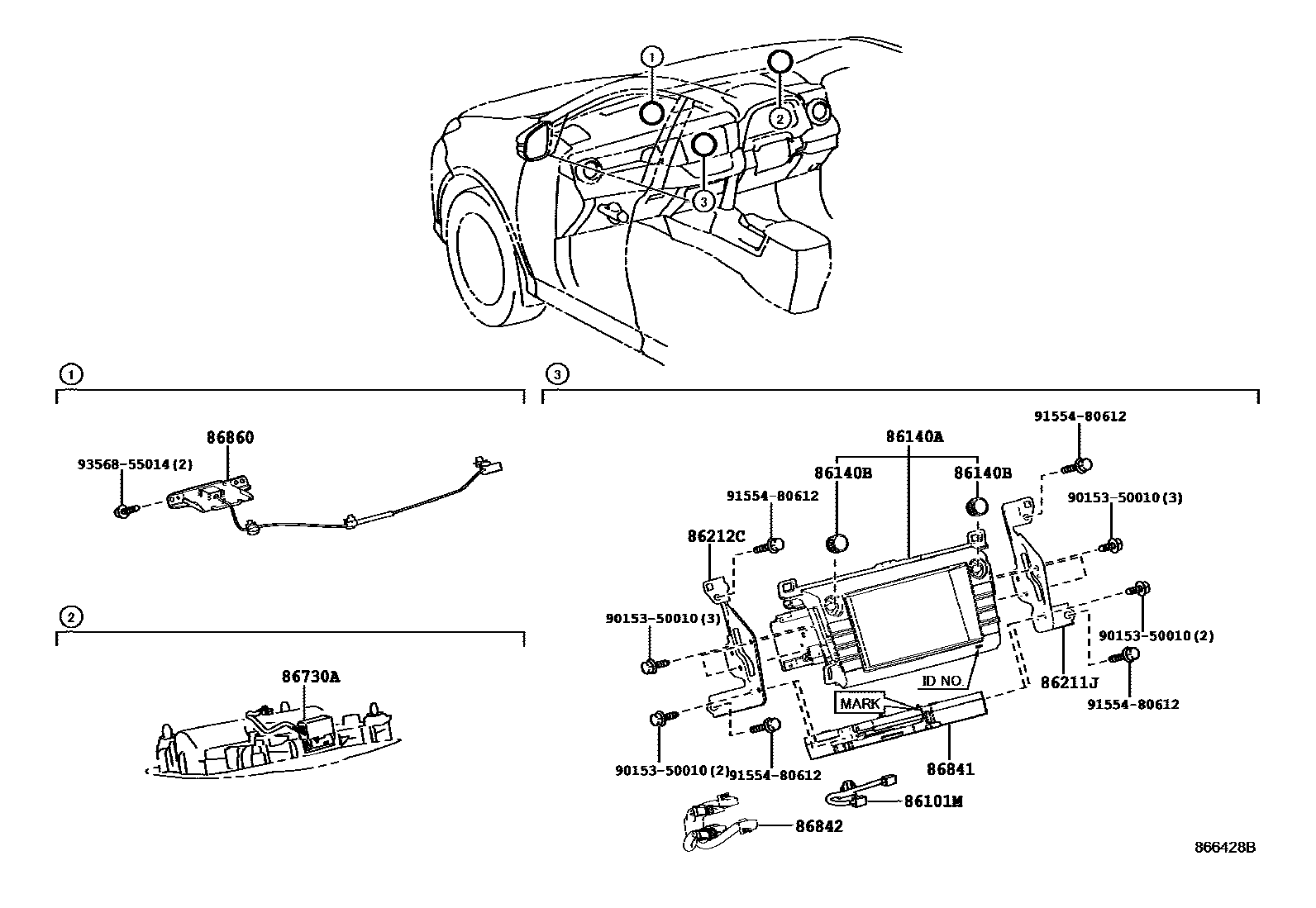 Toyota RAV4 导航和前监视器显示屏 EPC diagram — 866428B