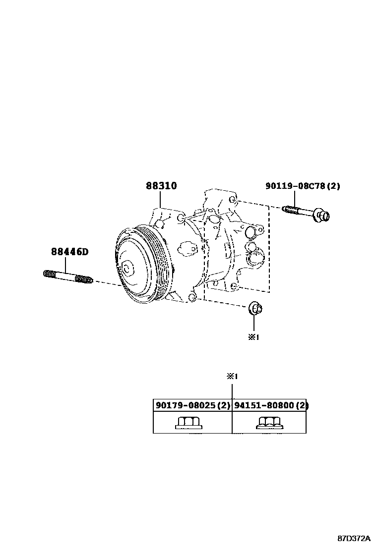 Toyota RAV4 Heating & Air Conditioning - Compressor EPC diagram — 87D372A