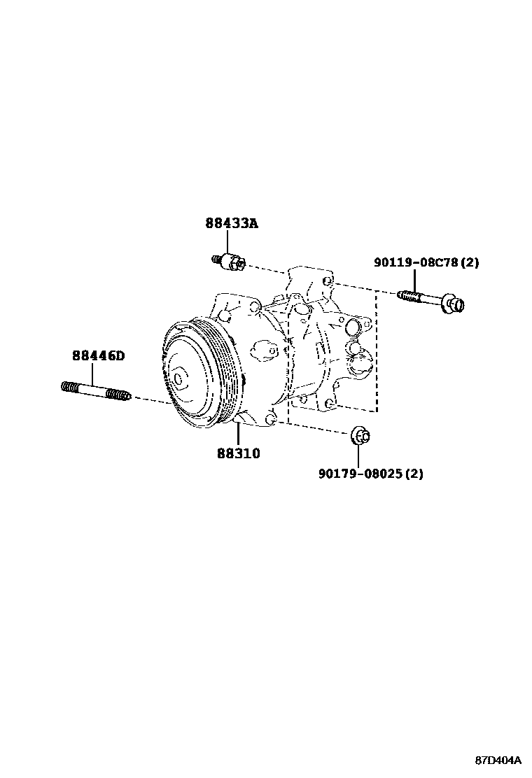 Toyota RAV4 Heating & Air Conditioning - Compressor EPC diagram — 87D404A