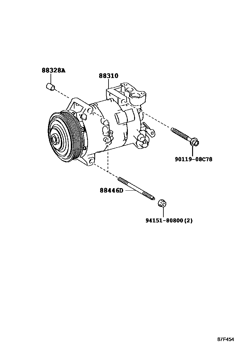 Toyota RAV4 Heating & Air Conditioning - Compressor EPC diagram — 87F454