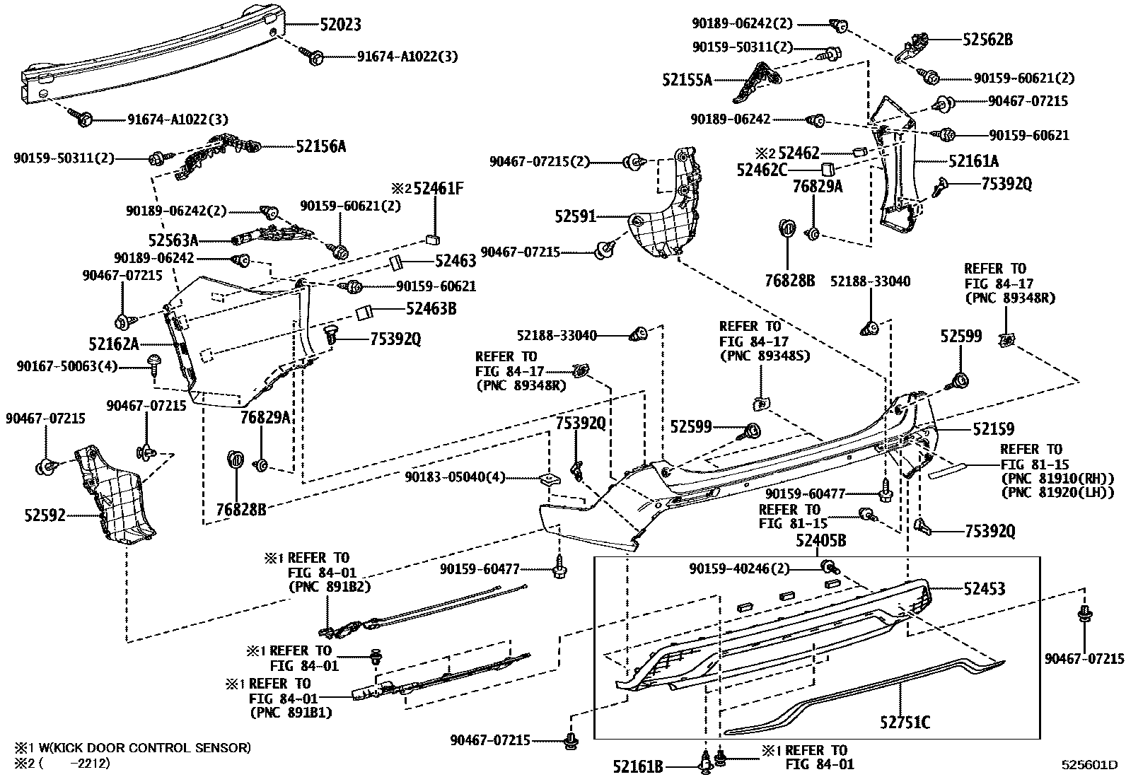 Toyota RAV4 后保险杠及附件 EPC diagram — 525601D