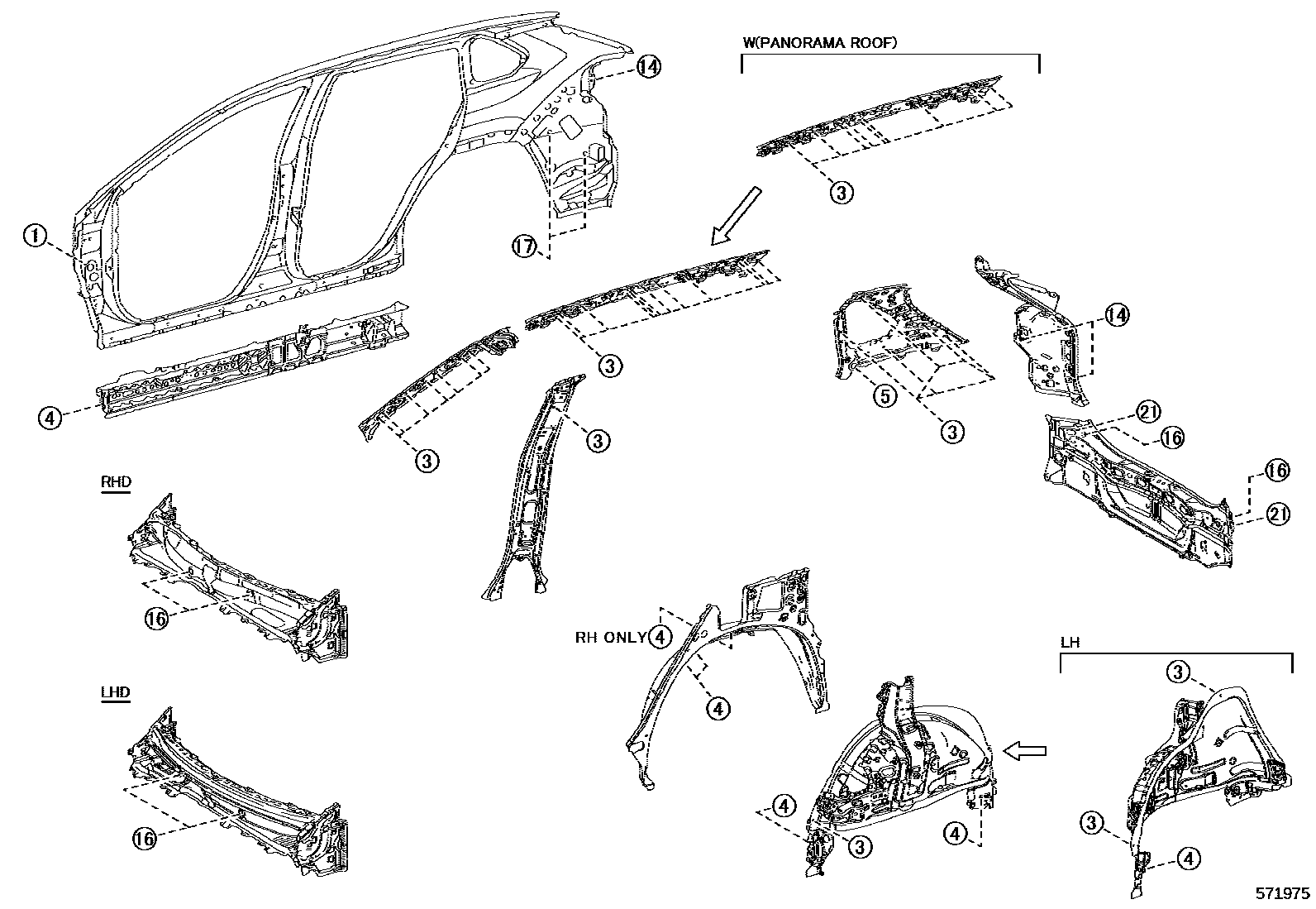 Toyota RAV4 hole plug EPC diagram — 571975