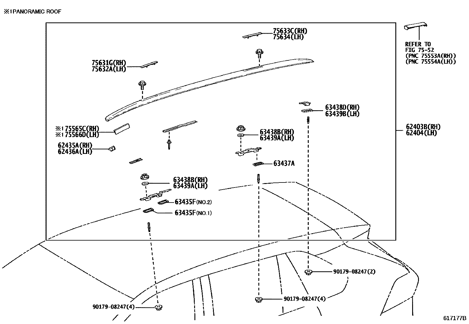 Toyota RAV4 天窗板和背板 EPC diagram — 617177B