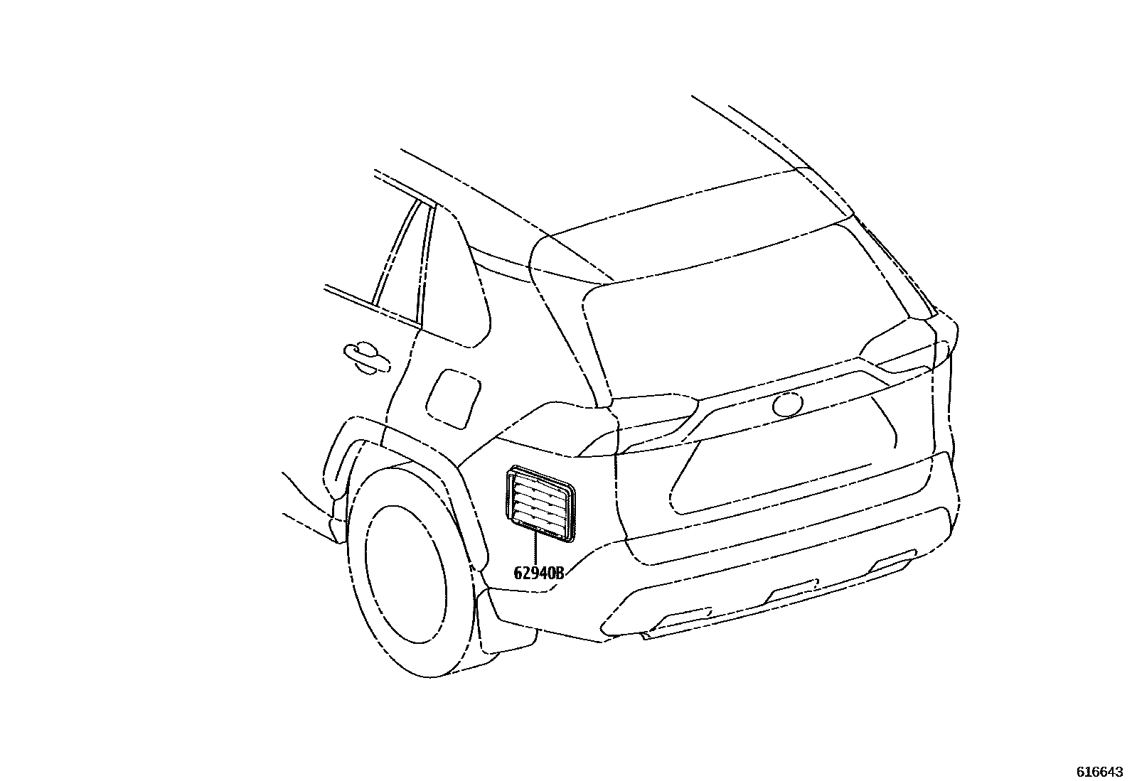 Toyota RAV4 后通风装置和车顶通风装置 EPC diagram — 616643