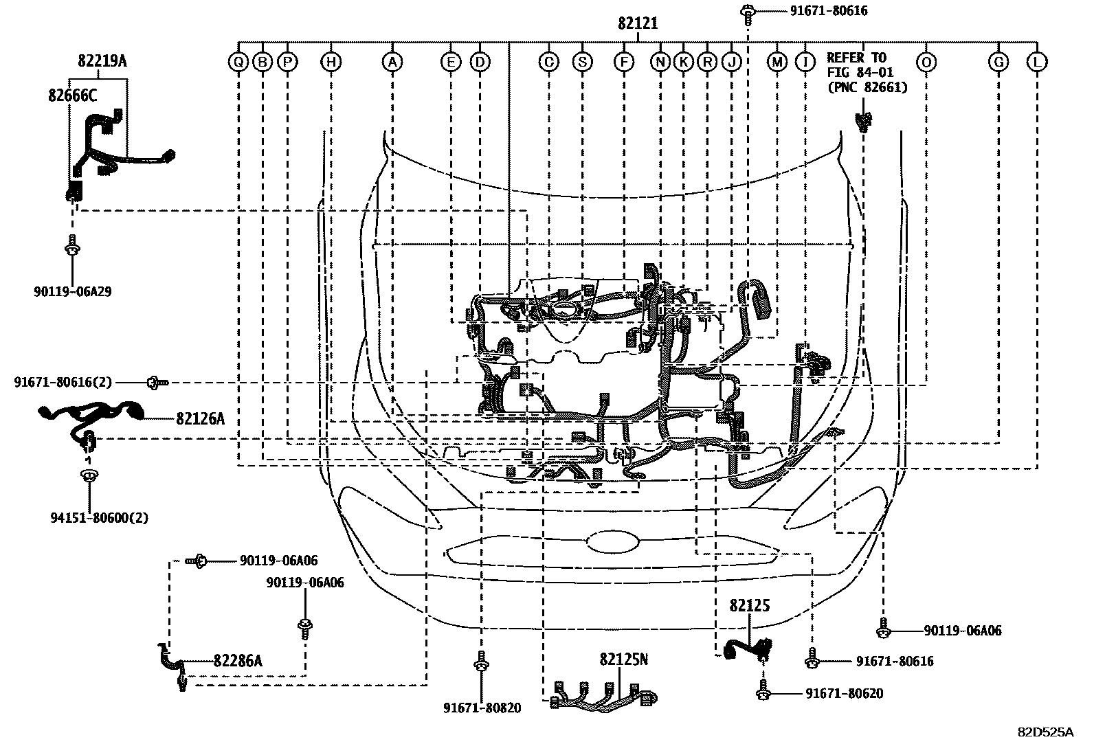 Toyota RAV4 线束和卡夹 EPC diagram — 82D525A