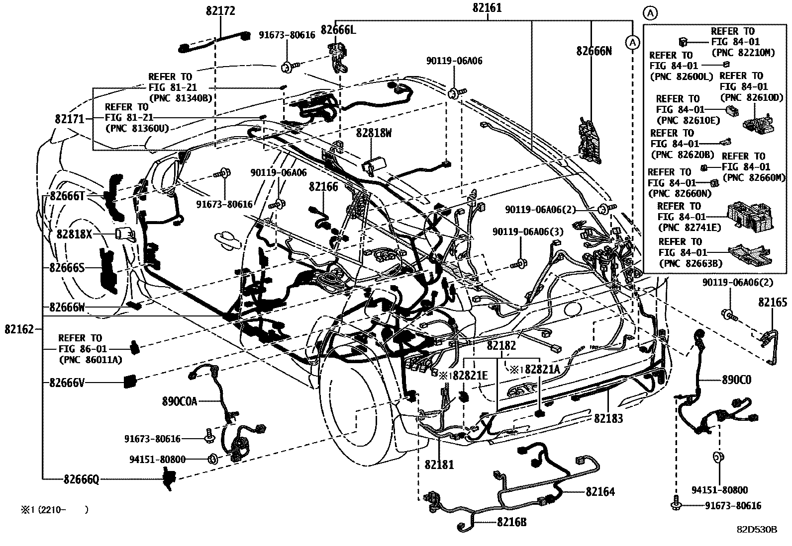 Toyota RAV4 线束和卡夹 EPC diagram — 82D530B