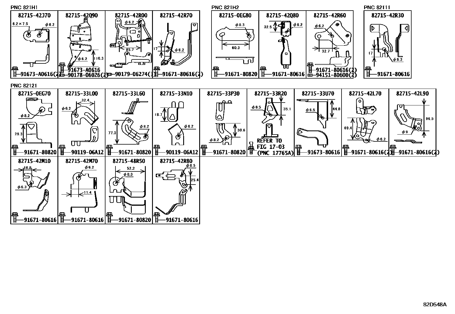 Toyota RAV4 线束和卡夹 EPC diagram — 82D548A