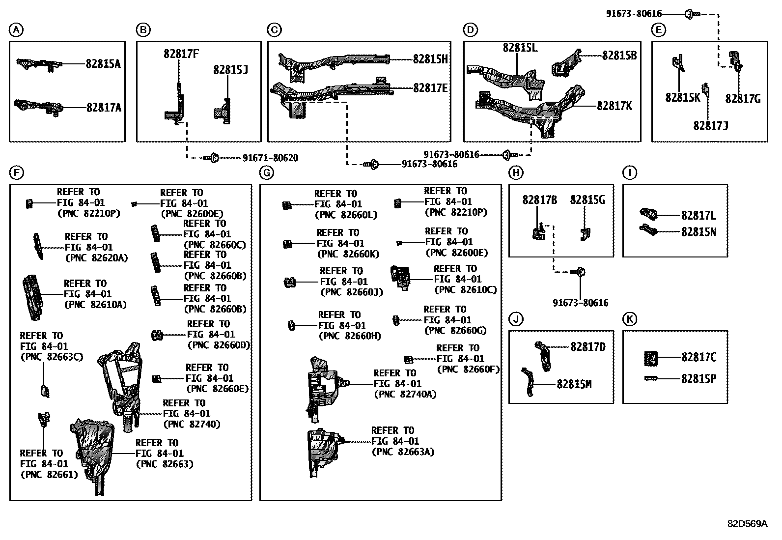 Toyota RAV4 线束和卡夹 EPC diagram — 82D569A