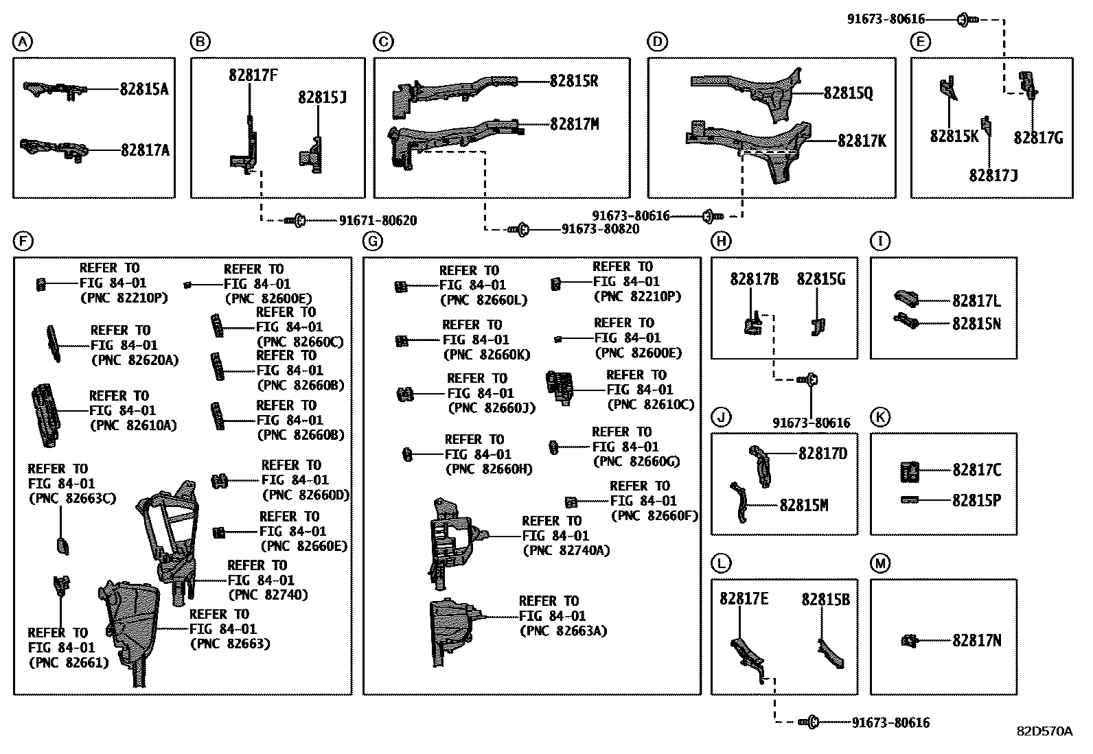 Toyota RAV4 线束和卡夹 EPC diagram — 82D570A