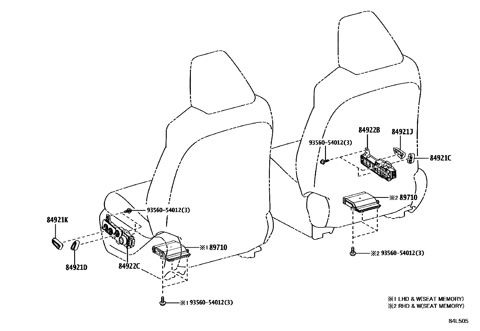 Toyota RAV4 开关和继电器和ECU EPC diagram — 84L505