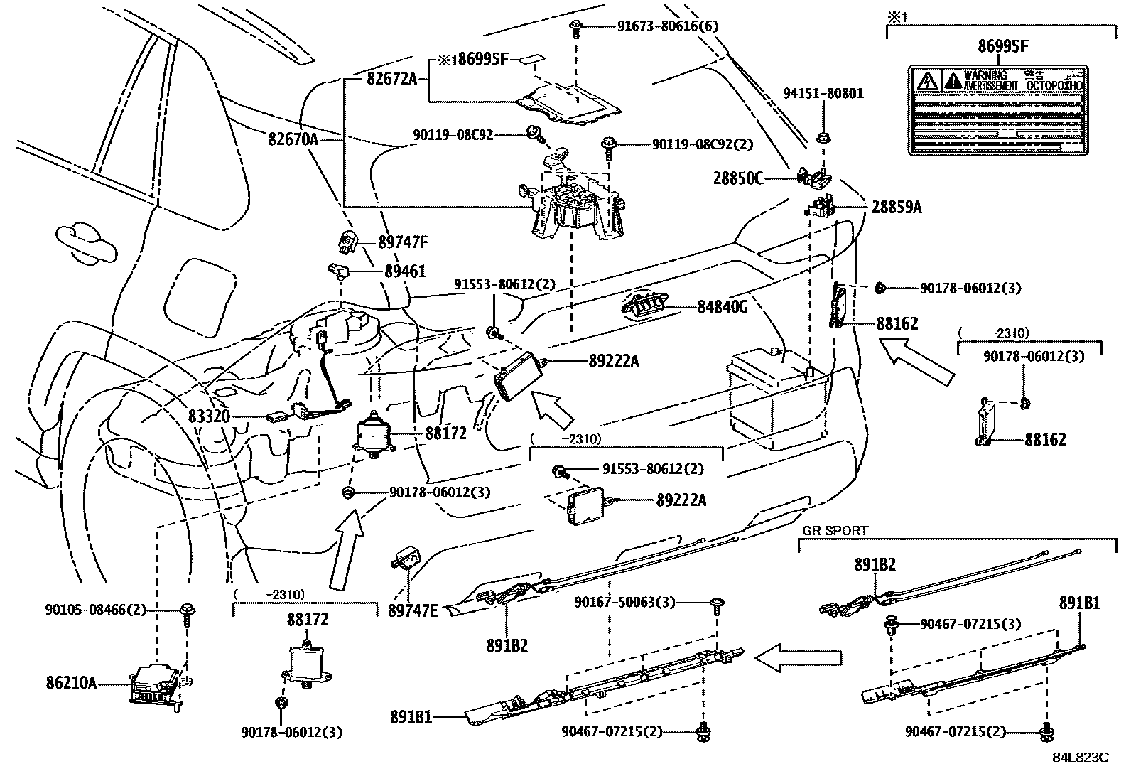 Toyota RAV4 开关和继电器和ECU EPC diagram — 84L823C
