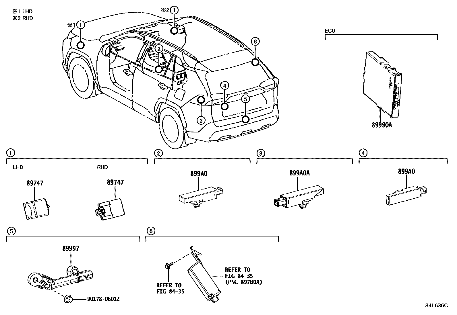 Toyota RAV4 遥控门锁 EPC diagram — 84L636C