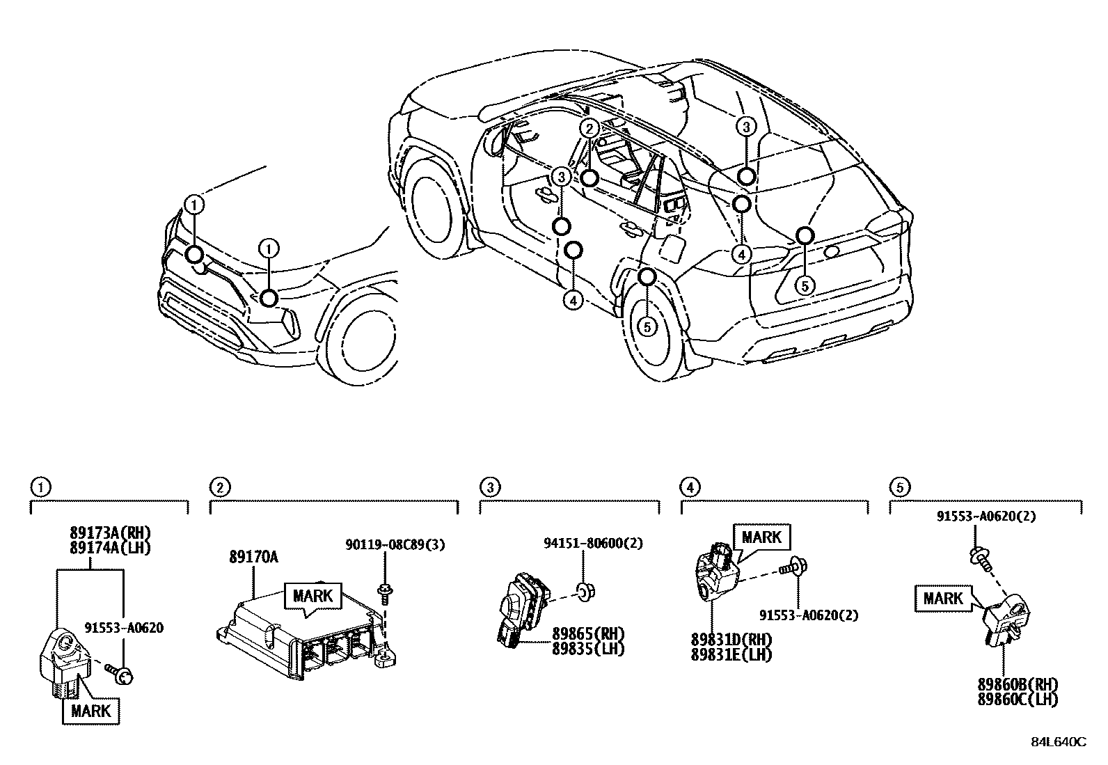 Toyota RAV4 空气囊 EPC diagram — 84L640C