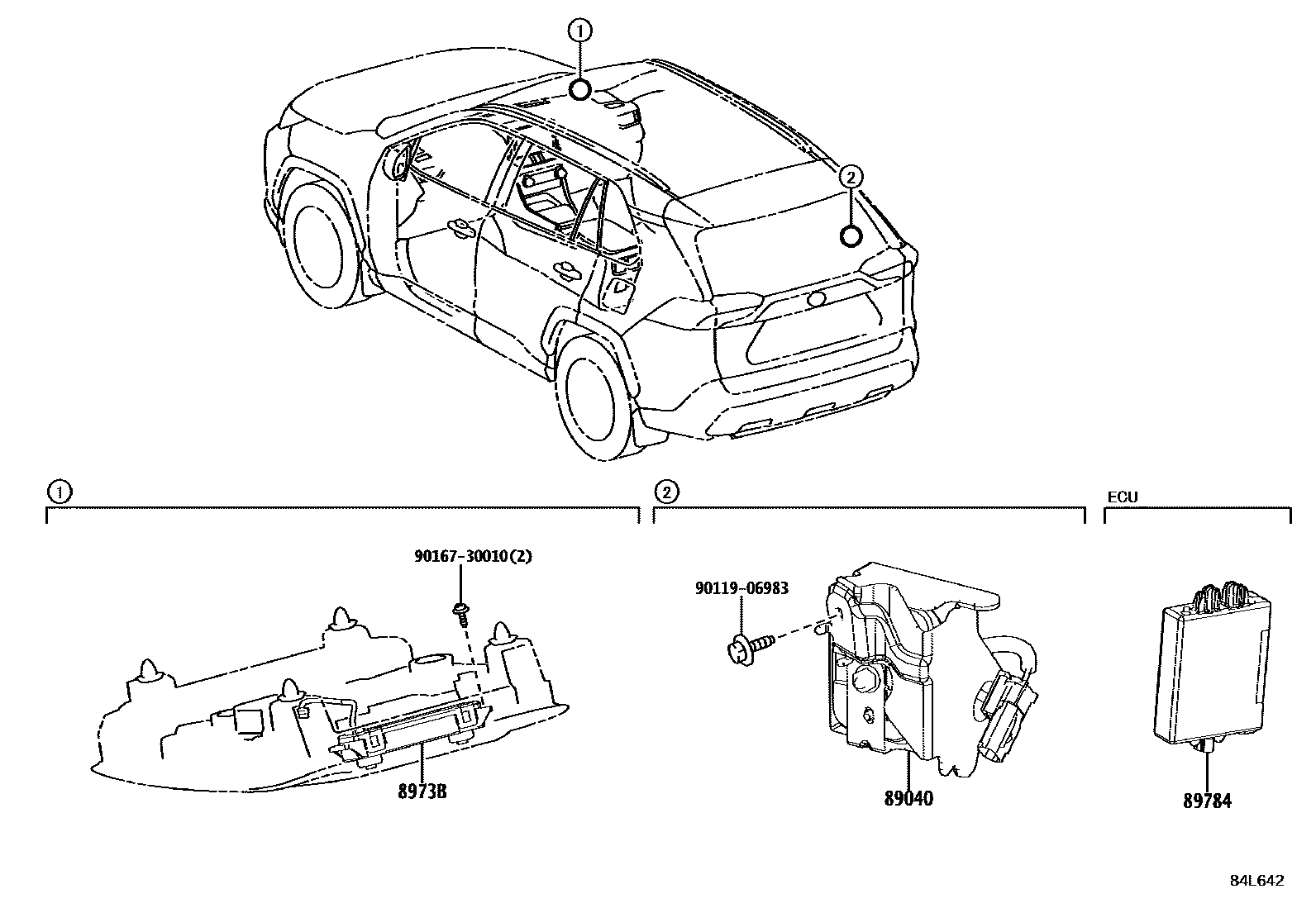 Toyota RAV4 防盗装置 EPC diagram — 84L642