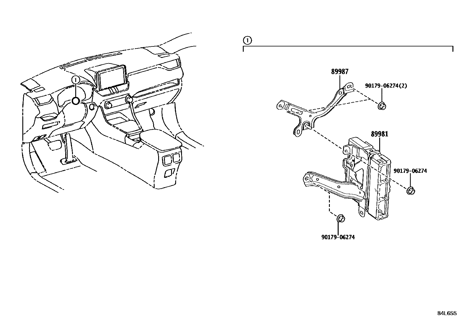 Toyota RAV4 HV控制ECU EPC diagram — 84L655