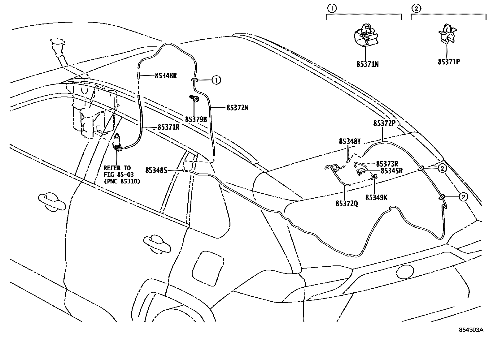 Toyota RAV4 后清洗器 EPC diagram — 854303A