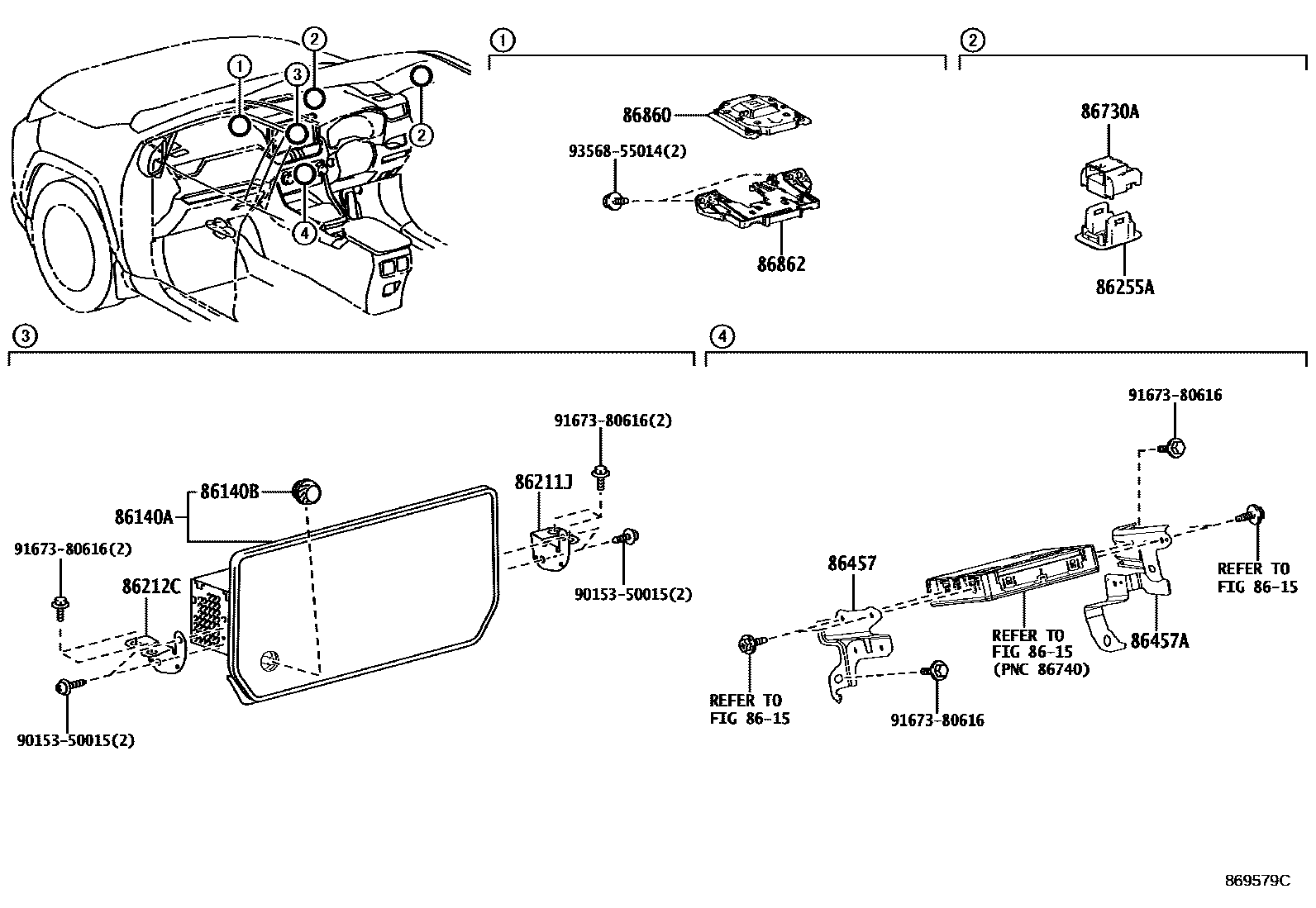 Toyota RAV4 导航和前监视器显示屏 EPC diagram — 869579C