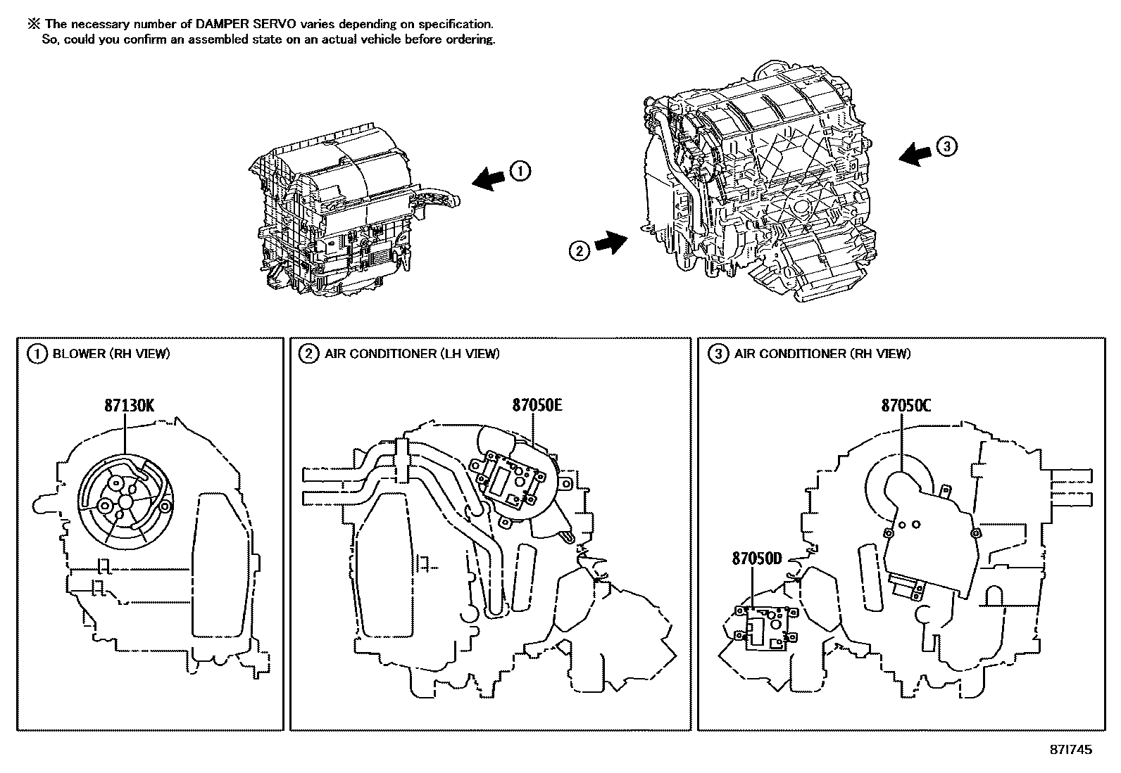 Toyota RAV4 暖风和空调系统 - 冷却器组件 EPC diagram — 87I745