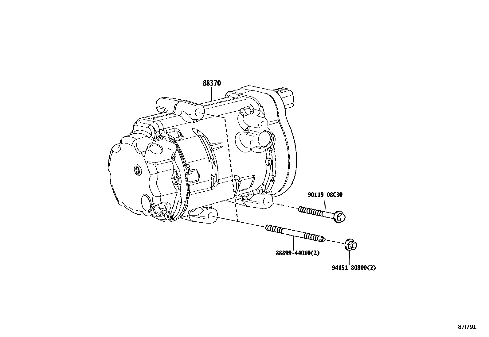 Toyota RAV4 Heating & Air Conditioning - Compressor EPC diagram — 87I791