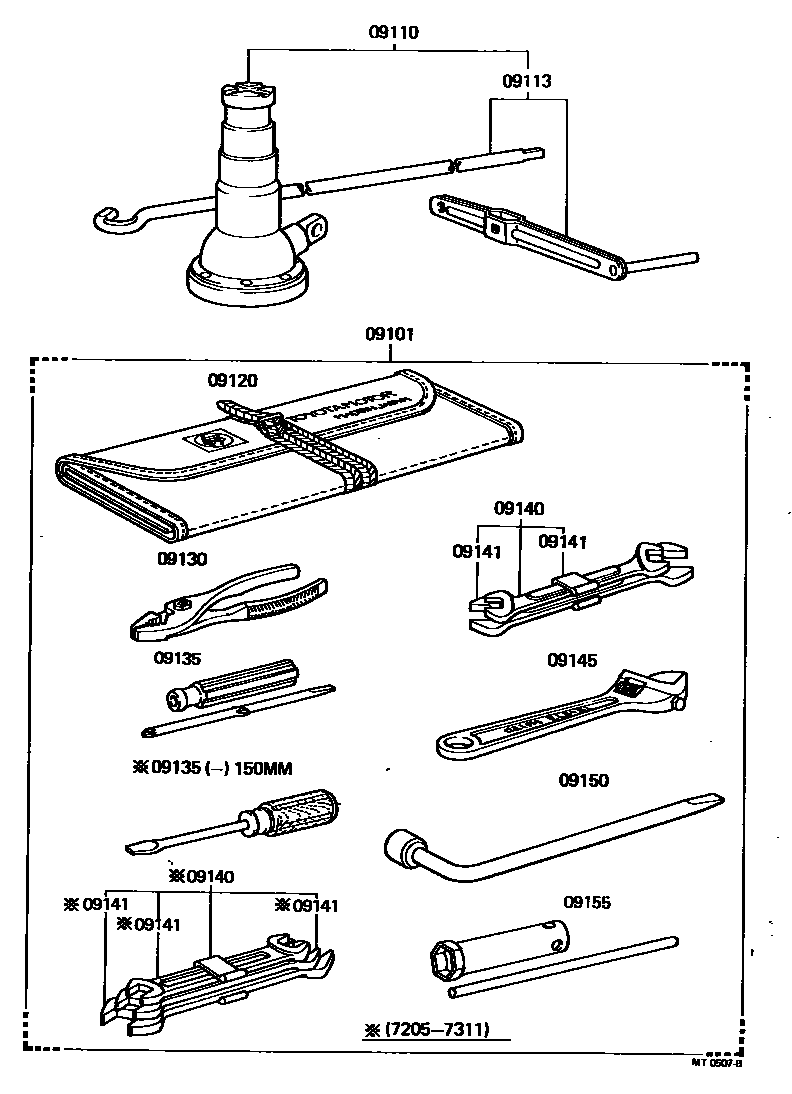 Toyota HILUX Standard Tools EPC diagram — MT0507B