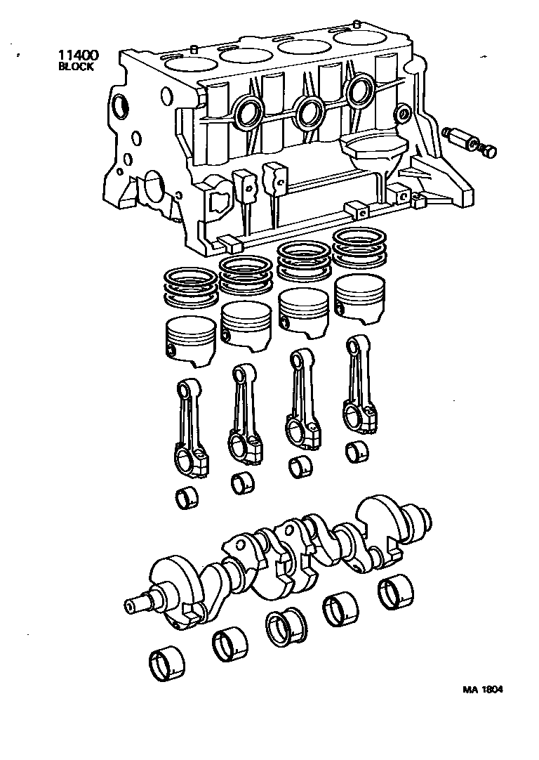 Toyota HILUX Short Block Assembly EPC diagram — MA1804