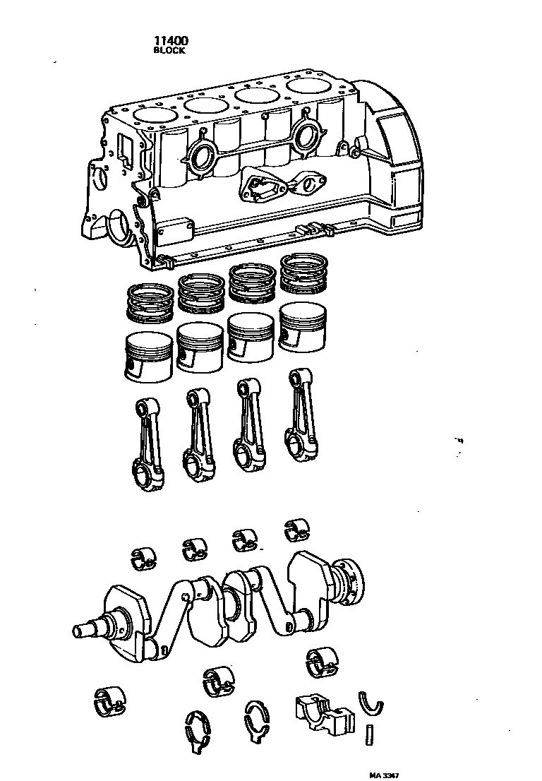 Toyota HILUX Short Block Assembly EPC diagram — MA3347