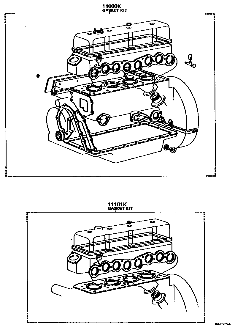 Toyota HILUX Engine Overhaul Gasket Kit EPC diagram — MA0575A