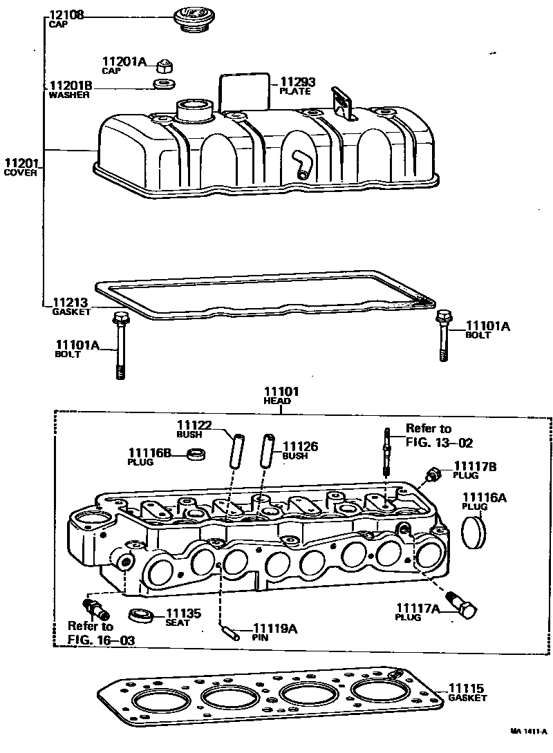 Toyota HILUX Cylinder Head EPC diagram — MA1411A