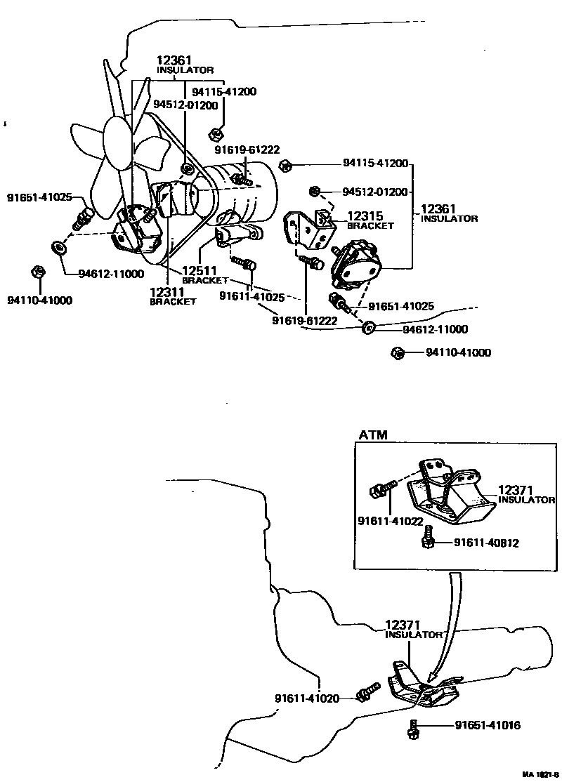 Toyota HILUX Engine Mounting EPC diagram — MA1821B