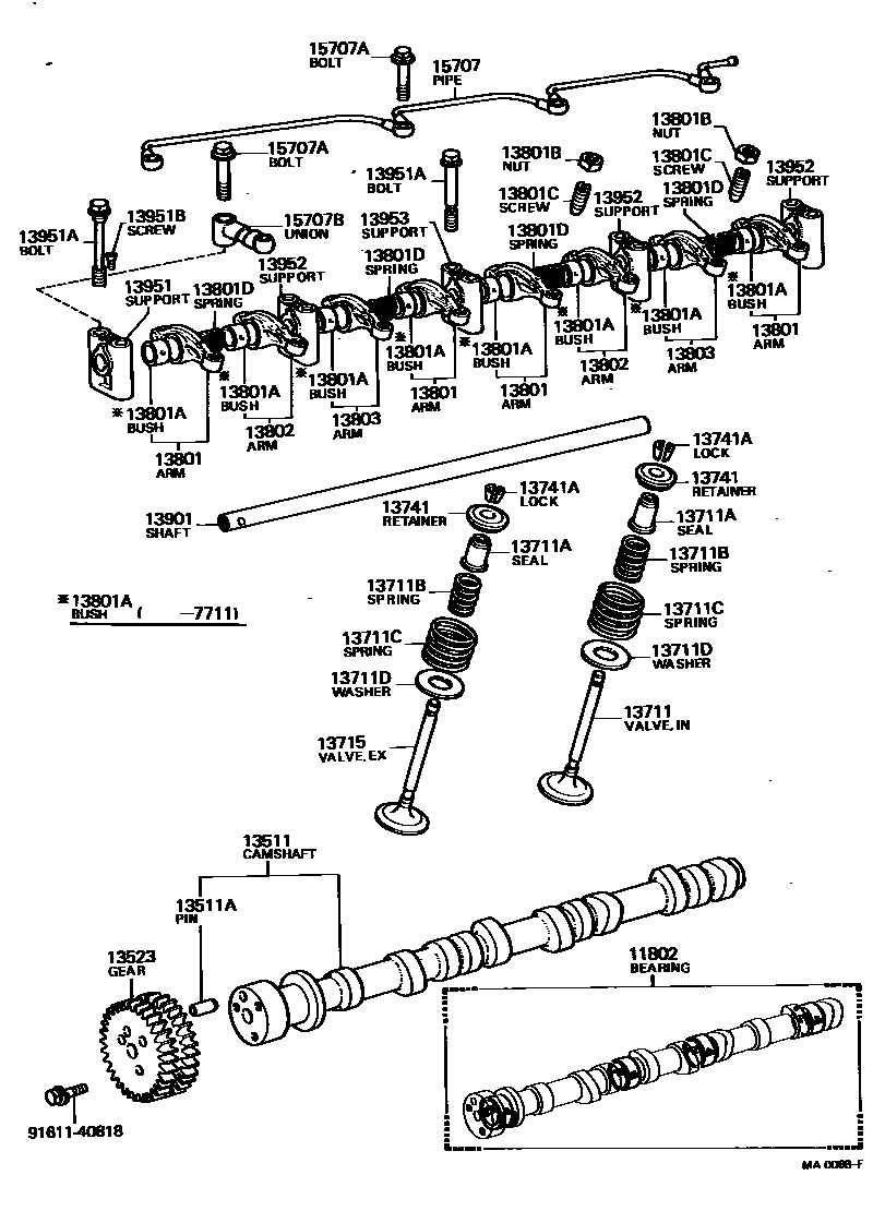 Toyota HILUX Camshaft & Valve EPC diagram — MA0068F