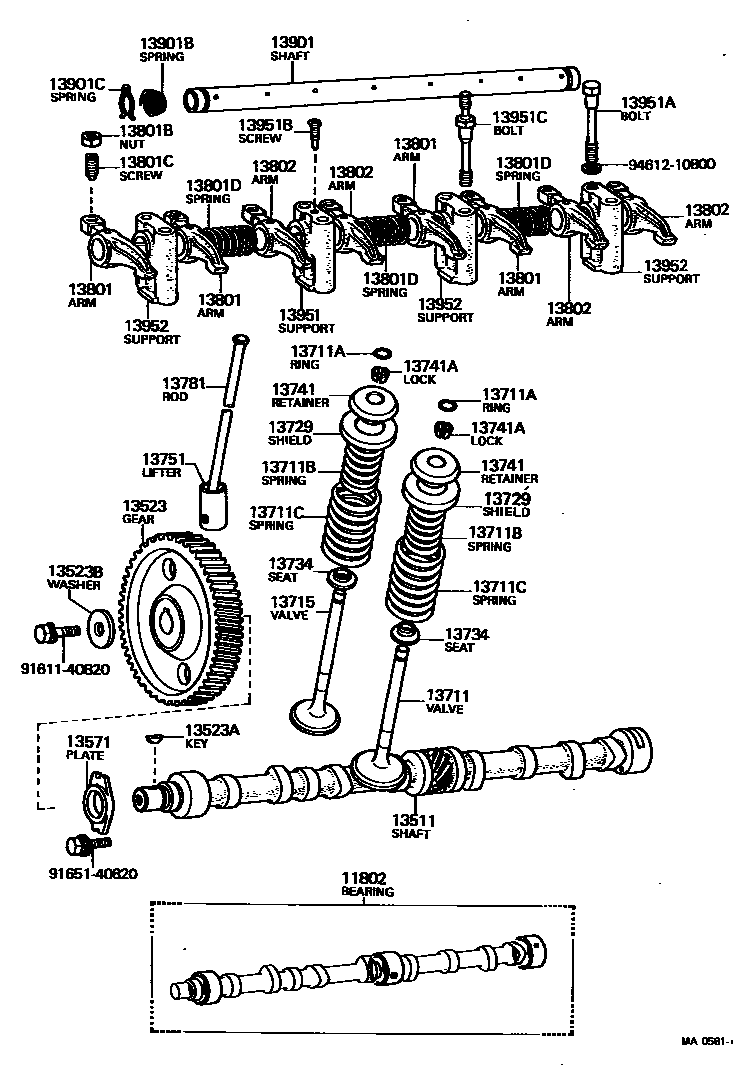 Toyota HILUX Camshaft & Valve EPC diagram — MA0581I