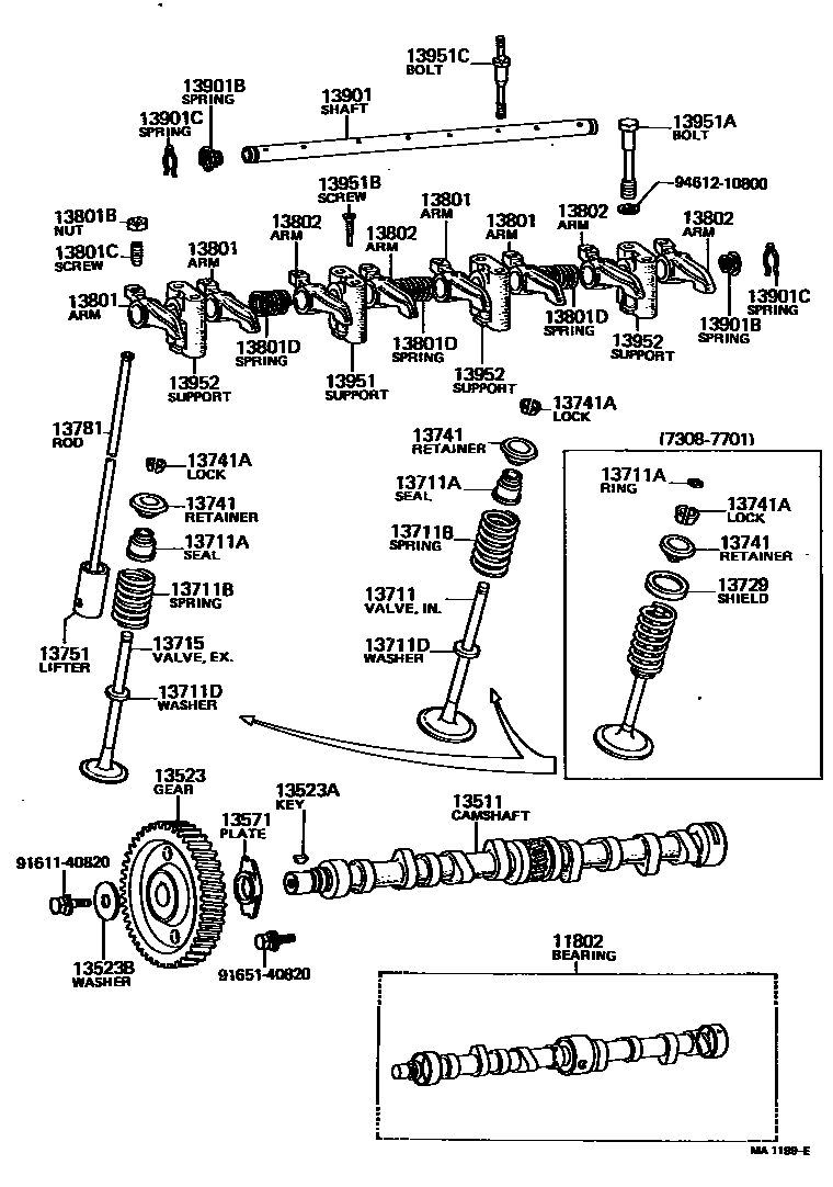 Toyota HILUX Camshaft & Valve EPC diagram — MA1199E