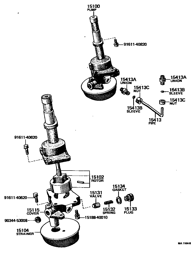 Toyota HILUX Engine Oil Pump EPC diagram — MA1164B