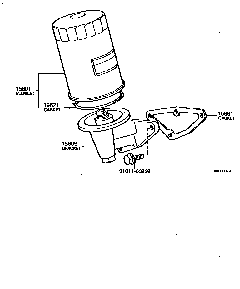 Toyota HILUX Oil Filter EPC diagram — MA0087C