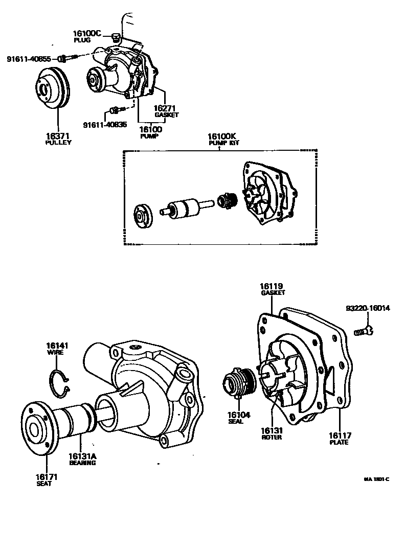 Toyota HILUX Water Pump EPC diagram — MA1801C