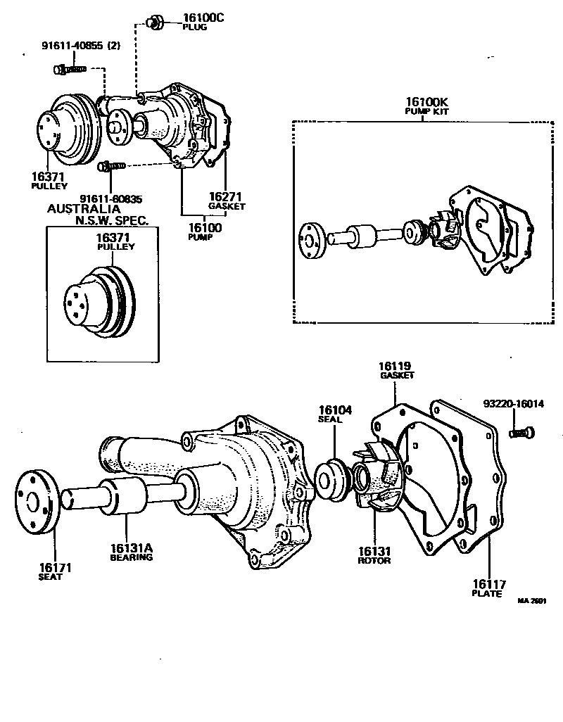 Toyota HILUX Water Pump EPC diagram — MA2691