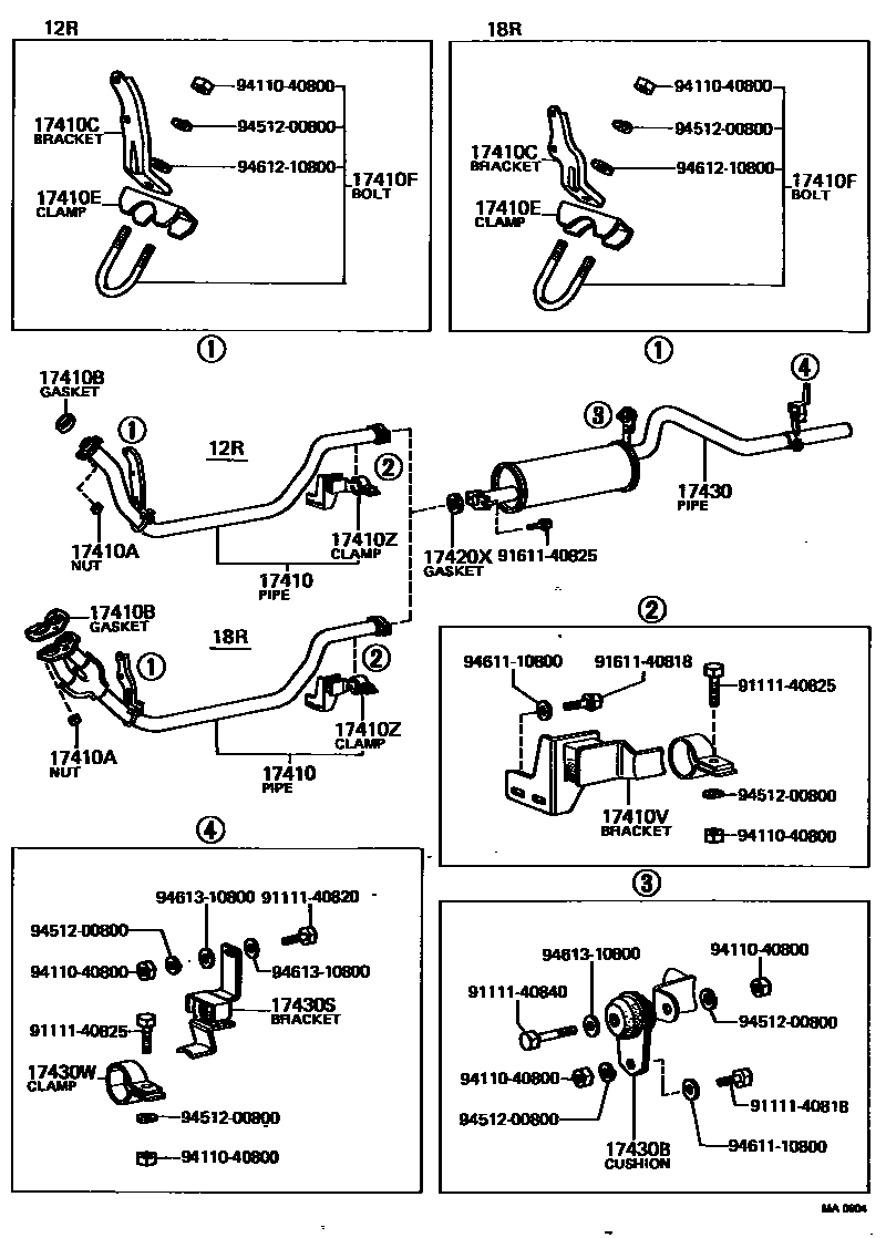 Toyota HILUX Exhaust Pipe EPC diagram — MA0904