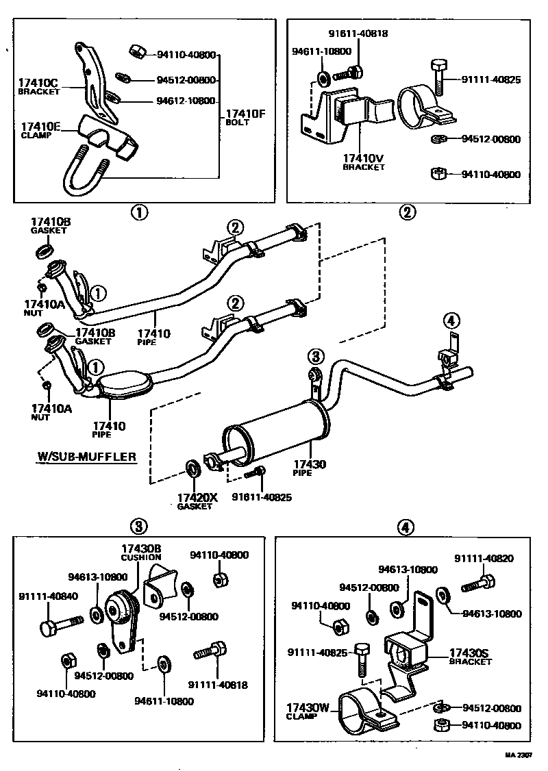 Toyota HILUX Exhaust Pipe EPC diagram — MA2307