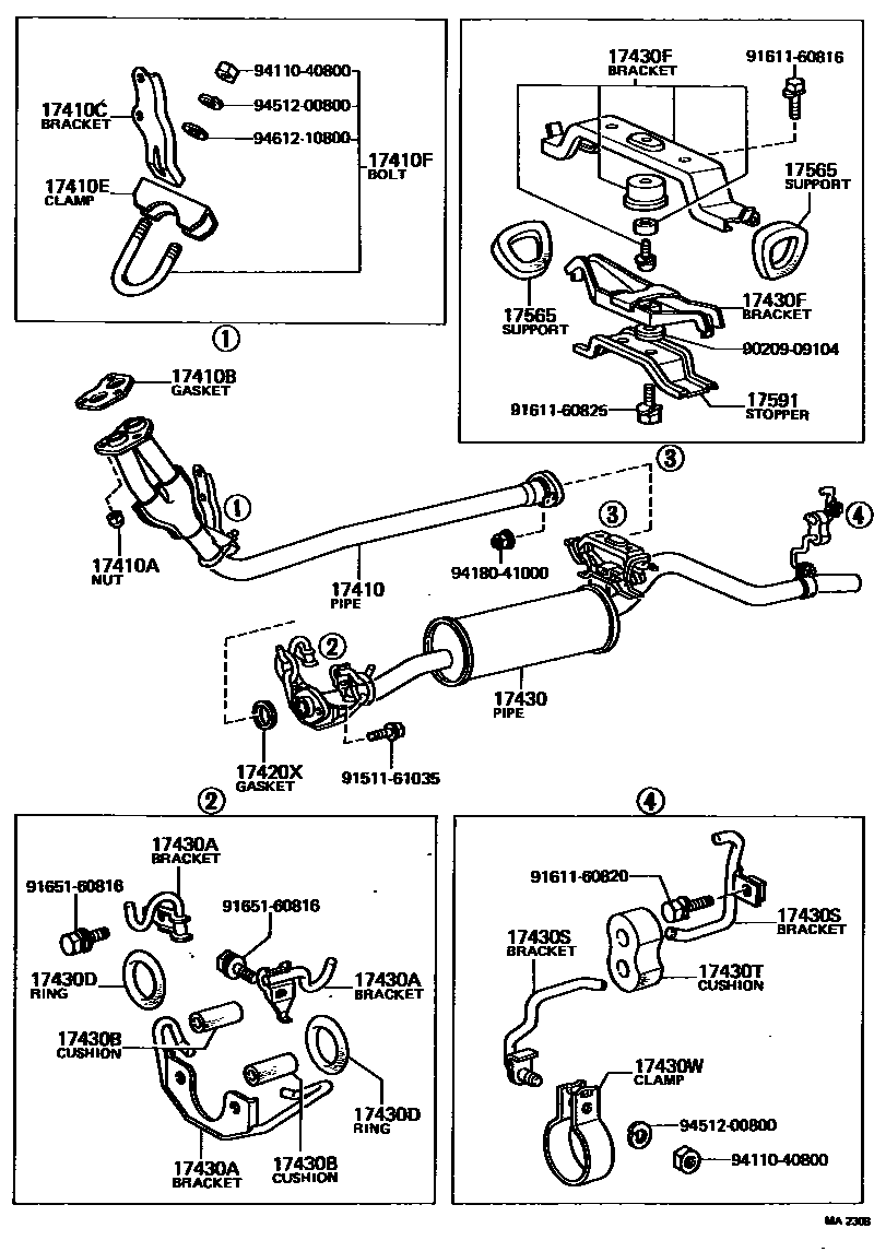 Toyota HILUX Exhaust Pipe EPC diagram — MA2308