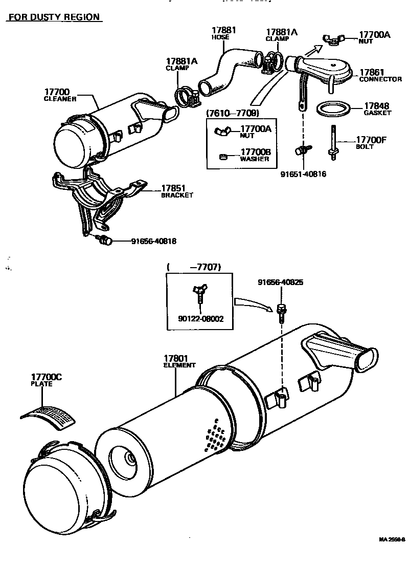 Toyota HILUX Air Cleaner EPC diagram — MA2556B